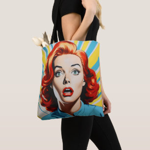 Erschütterte Frau Pop Art Tasche
