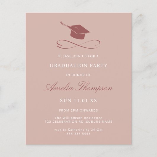 Erschwingliche Chic Pink Grad Cap Celebration Einl (Vorderseite)