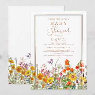 Erschwingliche Country-Wildblumen-Baby-Party Einladung