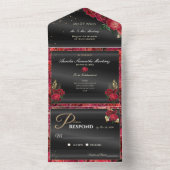 Erschwingliche Einladungen in Schwarz und Rot (Innen Boden)