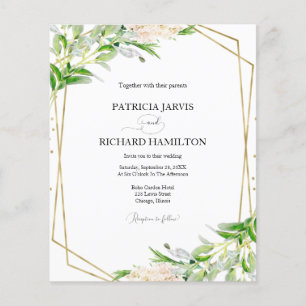 Erschwingliche geometrische Hochzeitseinladung für