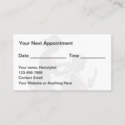 Erschwingliche Hairstylist Business Appointing Car Terminkarte (Vorderseite)