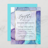 Erschwingliche Hochzeitskitzel Aqua Lila Abstrakte (Vorne/Hinten)