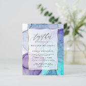 Erschwingliche Hochzeitskitzel Aqua Lila Abstrakte (Stehend Vorderseite)