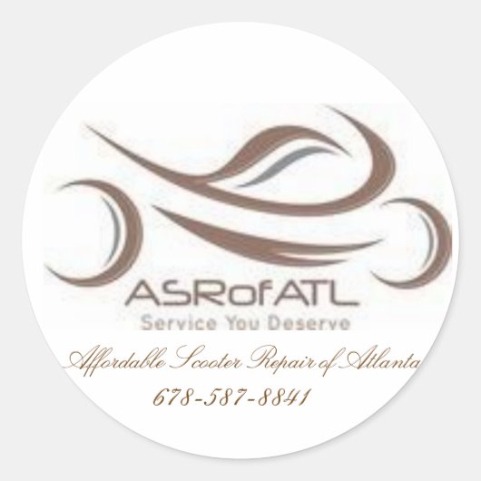 Erschwingliche Rollerreparatur von Atlanta Runder Aufkleber (Vorderseite)