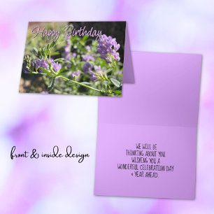 Ersetzbare Alfalfa-Blüten-Foto- & Vorlage-Text  Karte