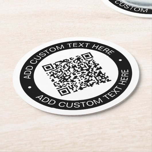 Ersetzen durch Ihren eigenen hochgeladenen QR-Code Runder Pappuntersetzer (Angewinkelt)