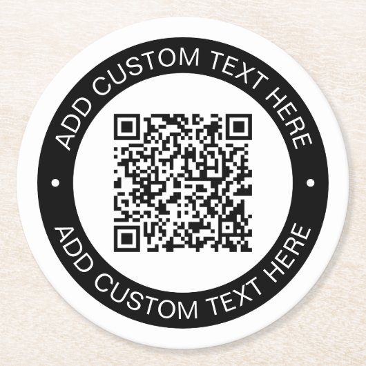 Ersetzen durch Ihren eigenen hochgeladenen QR-Code Runder Pappuntersetzer (Vorderseite)