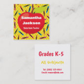 Ersetzen Lehrer Red Apple farbenfrohe Crayons Quadratische Visitenkarte (Vorne/Hinten)