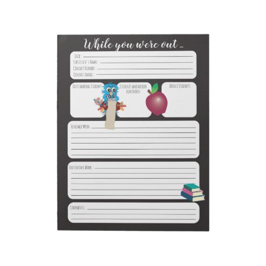 Ersetzen Sie den Lehrer, während Sie aus dem Formu Notizblock (Rotiert)