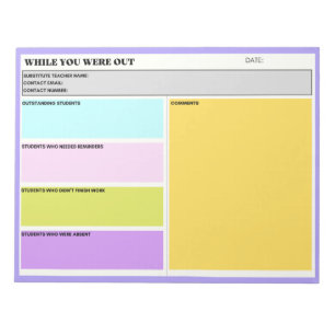 Ersetzen Sie den Lehrer, während Sie das Klassenfo Notizblock