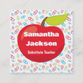 Ersetzter Lehrer Red Apple Quadratische Visitenkarte (Vorderseite)