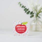 Ersetzter Lehrer Red Apple Quadratische Visitenkarte (Stehend Vorderseite)