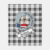 Erskine Black and White Clan Abzeichen Tartan Kari Fleecedecke (Vorderseite)