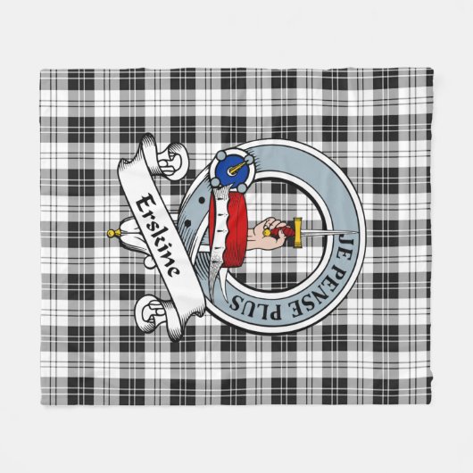 Erskine Black and White Clan Abzeichen Tartan Kari Fleecedecke (Vorderseite (Horizontal))