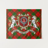 Erskine Clan Abzeichen & Unicorns w/Tartan Wandteppich (Vorderseite (Horizontal))