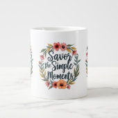 Ersparen Sie das einfache Moments-Boho-Blumenziffe Jumbo-Tasse (Vorderseite)
