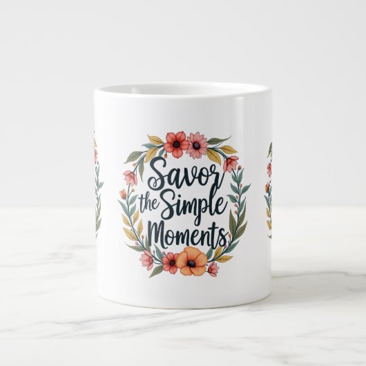 Ersparen Sie das einfache Moments-Boho-Blumenziffe Jumbo-Tasse (Vorderseite)