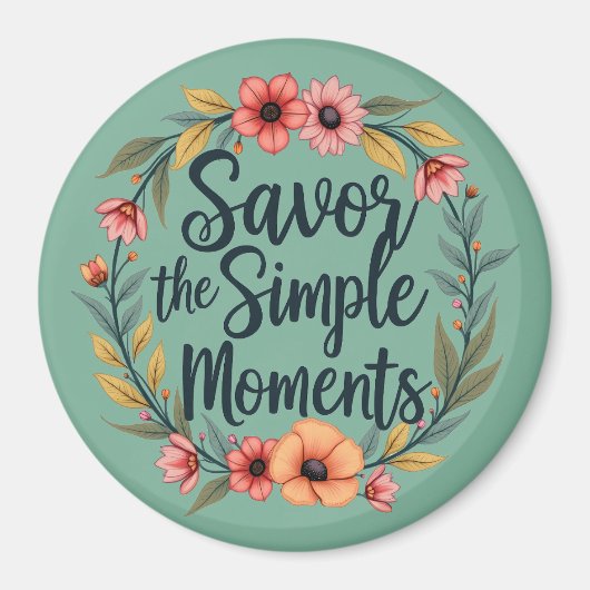 Ersparen Sie das einfache Moments-Boho-Blumenziffe Magnet (Vorne)