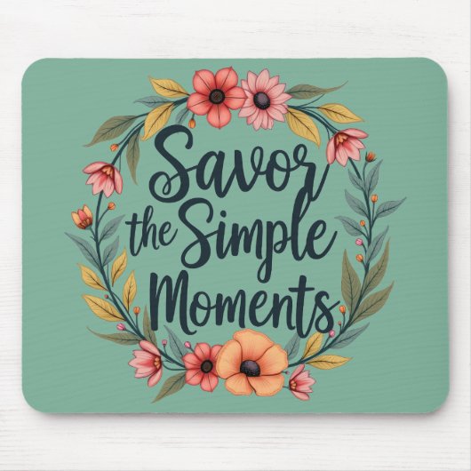 Ersparen Sie das einfache Moments-Boho-Blumenziffe Mousepad (Vorne)