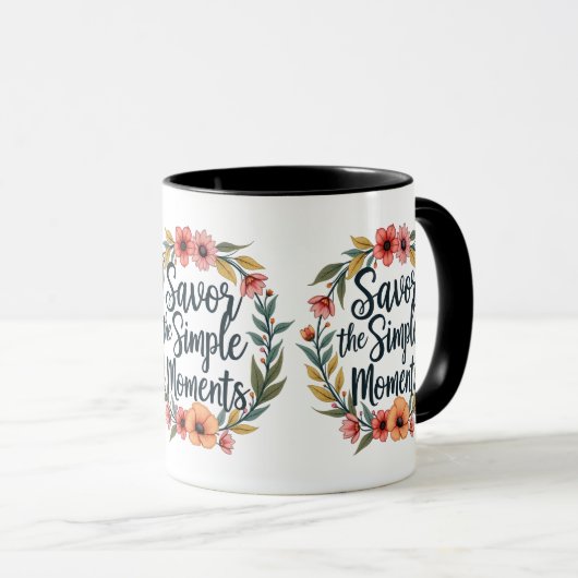 Ersparen Sie das einfache Moments-Boho-Blumenziffe Tasse (VorderseiteRechts)