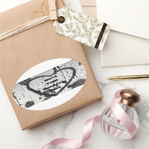 Ersparen Sie einer Aspen-Baumrinde-Fotografie Ovaler Aufkleber