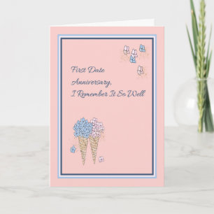 Erst-Dates-Jubiläumskarte Pfirsich mit Blumenkegel Karte