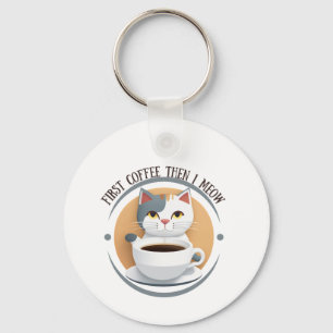 Erst Kaffee dann meine ich Niedliche Katze Schlüsselanhänger