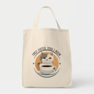 Erst Kaffee dann meine ich Niedliche Katze Tragetasche
