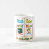 Erst lehren dann Strand verdiene ich eine Sommerpa Kaffeetasse (Mittel)