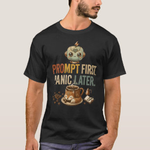 Erst Prompt, später Panik, lustiger AI-Roboter T-Shirt