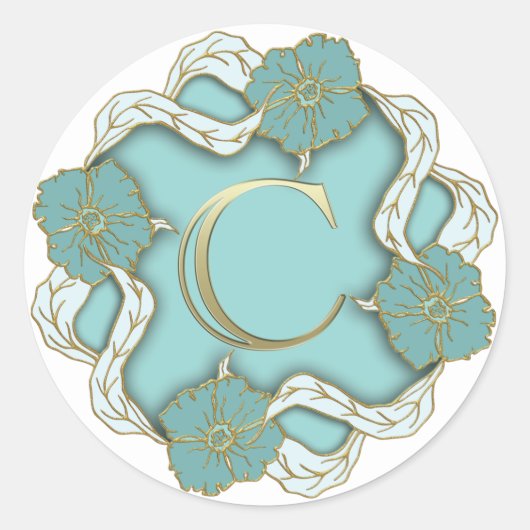 Erstaufkleber für Monogramm Runder Aufkleber (Vorderseite)