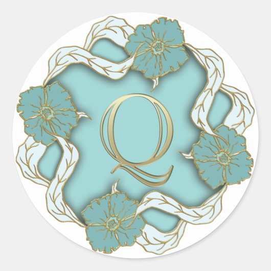 Erstaufkleber für Monogramm Runder Aufkleber (Vorderseite)