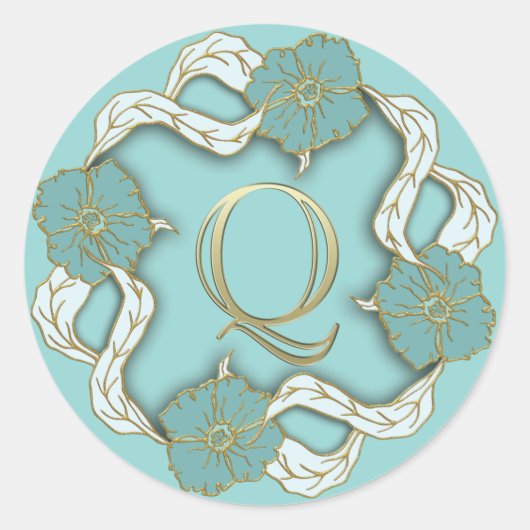 Erstaufkleber für Monogramm Runder Aufkleber (Vorderseite)