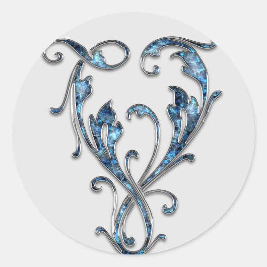 Erstaufkleber für Monogramm V Runder Aufkleber (Vorderseite)