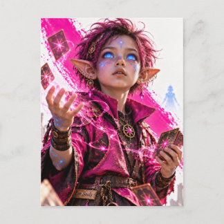 Erstaunen / Kleiner Magier / Fuchsia Postkarte