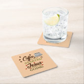 Erstaunlich, der Kaffee lässt mich beginnen, Jesus Rechteckiger Pappuntersetzer (Vor Ort)