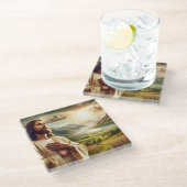 Erstaunlich Jesus Christus digitale Malerei Glasuntersetzer (Schrägansicht)
