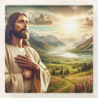 Erstaunlich Jesus Christus digitale Malerei Glasuntersetzer