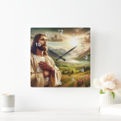 Erstaunlich Jesus Christus digitale Malerei Quadratische Wanduhr (Zuhause)