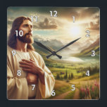 Erstaunlich Jesus Christus digitale Malerei Quadratische Wanduhr<br><div class="desc">Dies ist eine sehr erstaunliche Jesus Christus digitale Mauermauer Uhr</div>