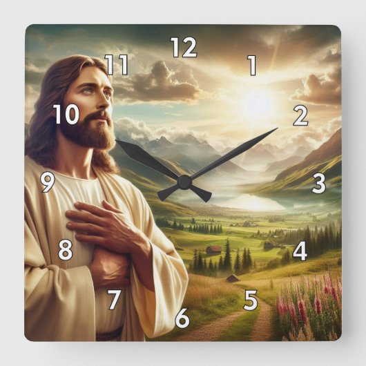 Erstaunlich Jesus Christus digitale Malerei Quadratische Wanduhr (Vorderseite)