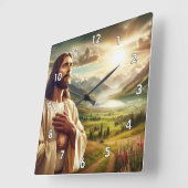 Erstaunlich Jesus Christus digitale Malerei Quadratische Wanduhr (Winkel)