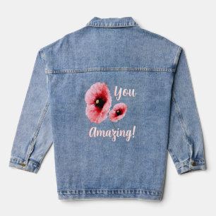 Erstaunlich Sie Rote Florale Damen- Jeansjacke