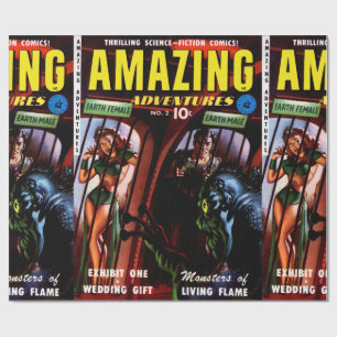 Erstaunliche Abenteuer #2 Retro-Sci-Fi-Comicbuch Geschenkpapier