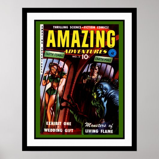 Erstaunliche Abenteuer #2 Retro-Sci-Fi-Comicbuch Poster (Vorne)