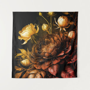 Erstaunliche Anordnung Rost Akzent Vintage Blumen Wandteppich