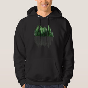 Erstaunliche Baumreihe   Kiefern Spiegelung     Hoodie