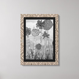 Erstaunliche Blume und Stiele schwarz-weiß Leinwanddruck