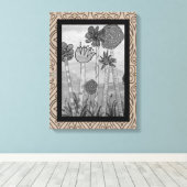 Erstaunliche Blume und Stiele schwarz-weiß Leinwanddruck (Insitu (Holzboden))
